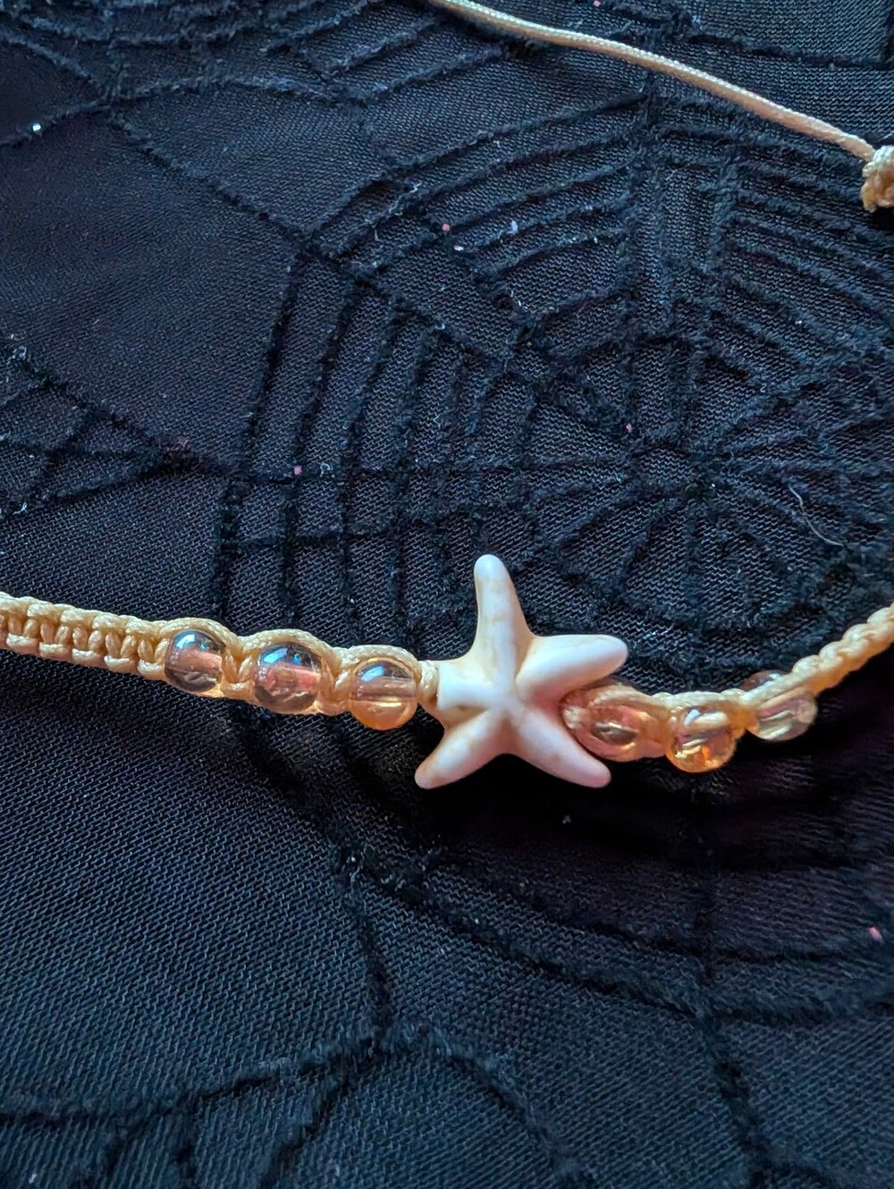 Starfish Bead Braided Bracelet in Cream and Gold